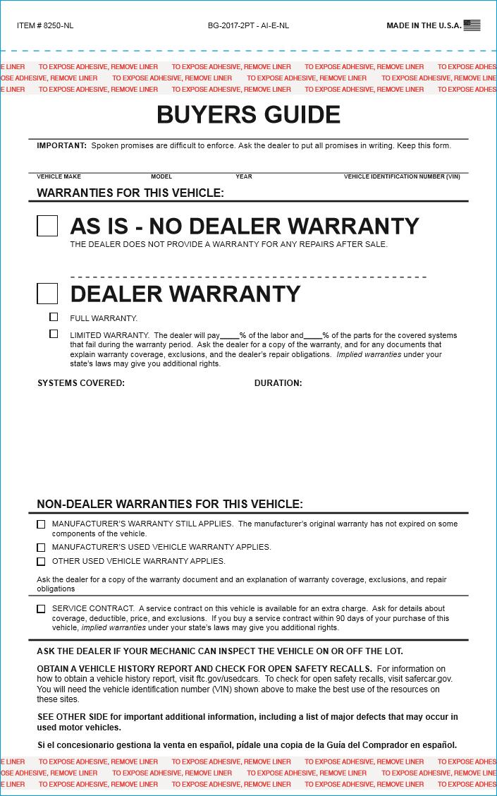 Imprinted Buyers Guide Sales Department Independent Automobile Dealers Association of California As-Is - No Lines