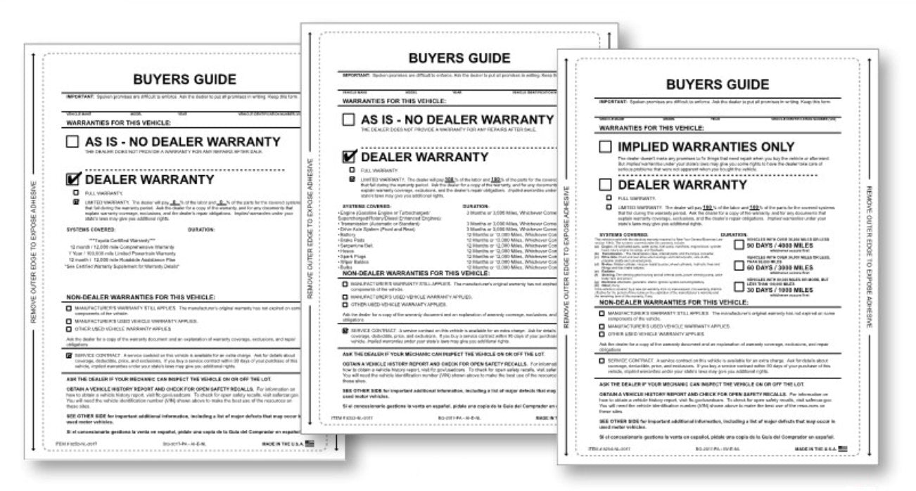 PEEL n SEAL™ Custom 1-Part Buyers Guide Sales Department Independent Automobile Dealers Association of California