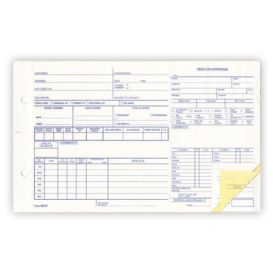 Used Vehicle Appraisal Forms Sales Department Independent Automobile Dealers Association of California