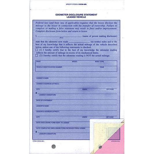 Lease Odometer Statement Sales Department Independent Automobile Dealers Association of California