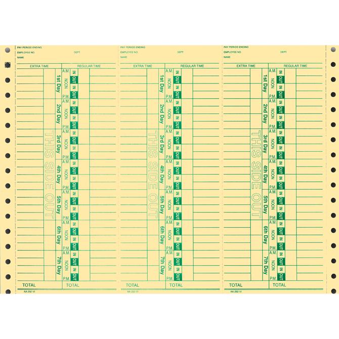 Time Clock Cards Office Forms Independent Automobile Dealers Association of California (Form #AA-292-VI)